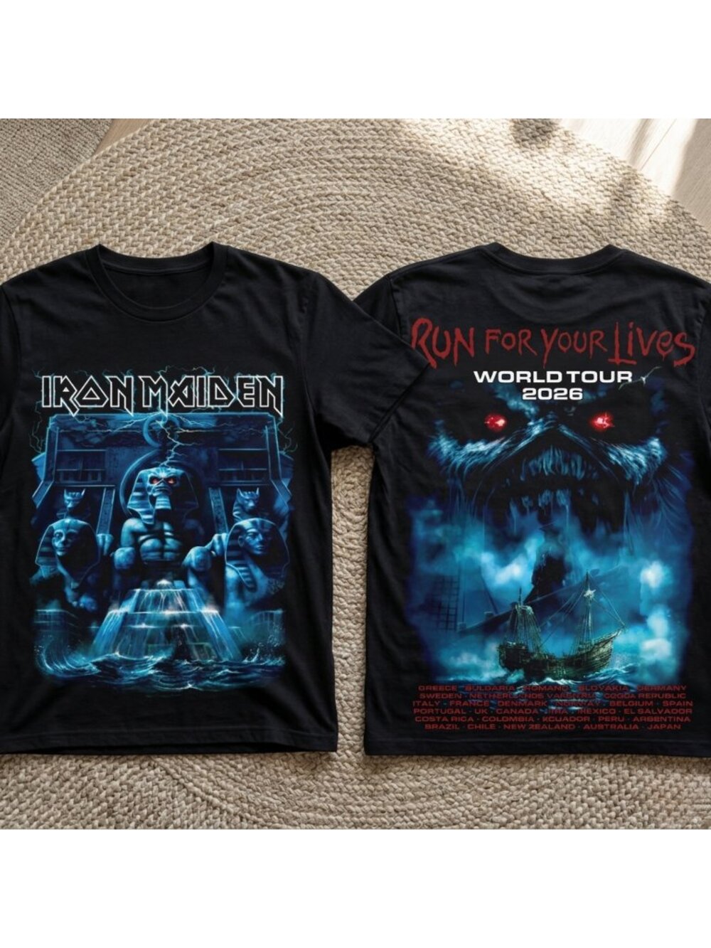 Iron Maiden Vintage Run For Your Lives World Tour 2026 Band Tee